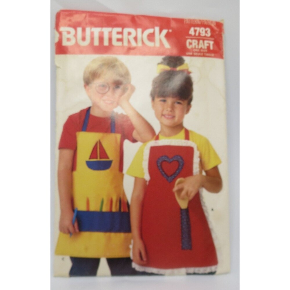 Butterick 4793 Child's Apron Craft Pattern One Size 1980s Vintage